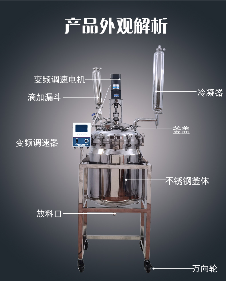 不銹鋼反應(yīng)釜 2L 5L 10L 20L 50L 100L